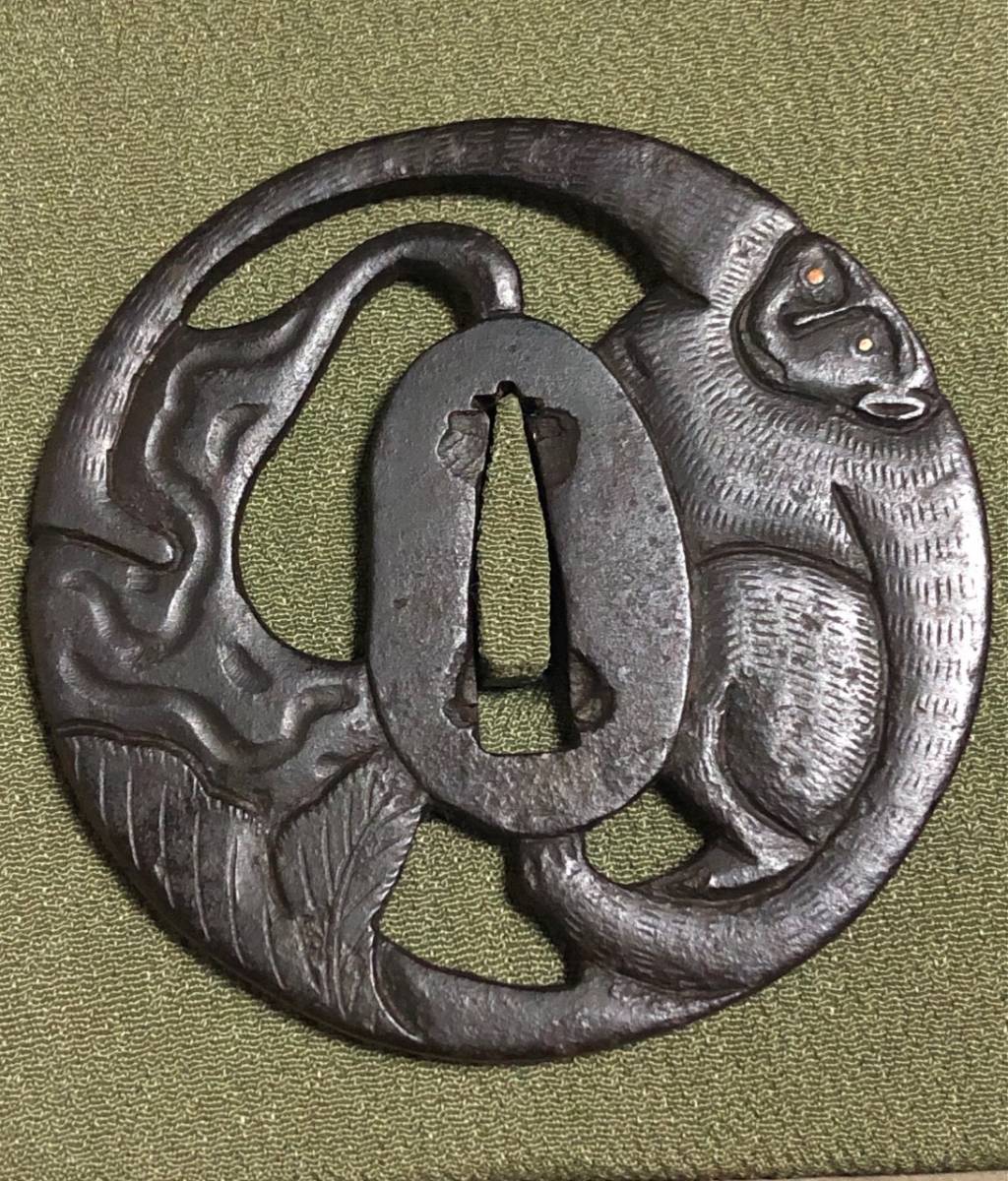 在銘正阿弥旧家蔵出し品正阿弥鍔⁄箱付⁄室町桃山時代～江戸 【優品