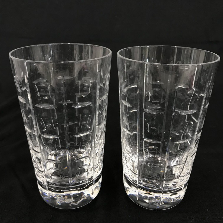 1364921】Baccarat ガラスグラス ドット柄 14cm 2個セット Baccarat