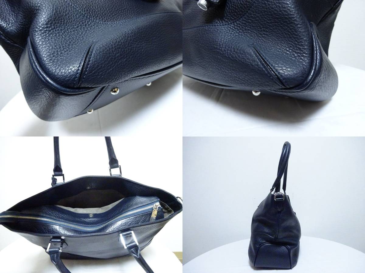 PELLE MORBIDA ペッレモルビダ レザートートバッグ ネイビー 紺色 