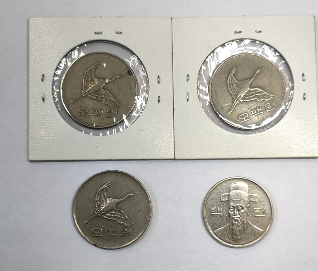 KOREA 韓国/500ウォン硬貨 1983年×1枚 1984年×2枚/100ウォン1992年×1