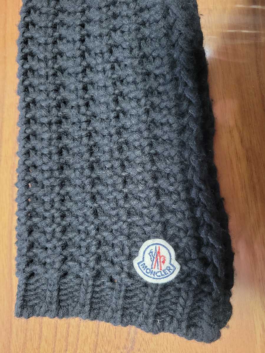 剛 MONCLER モンクレール マフラー フリンジ ロゴパッチ 付き