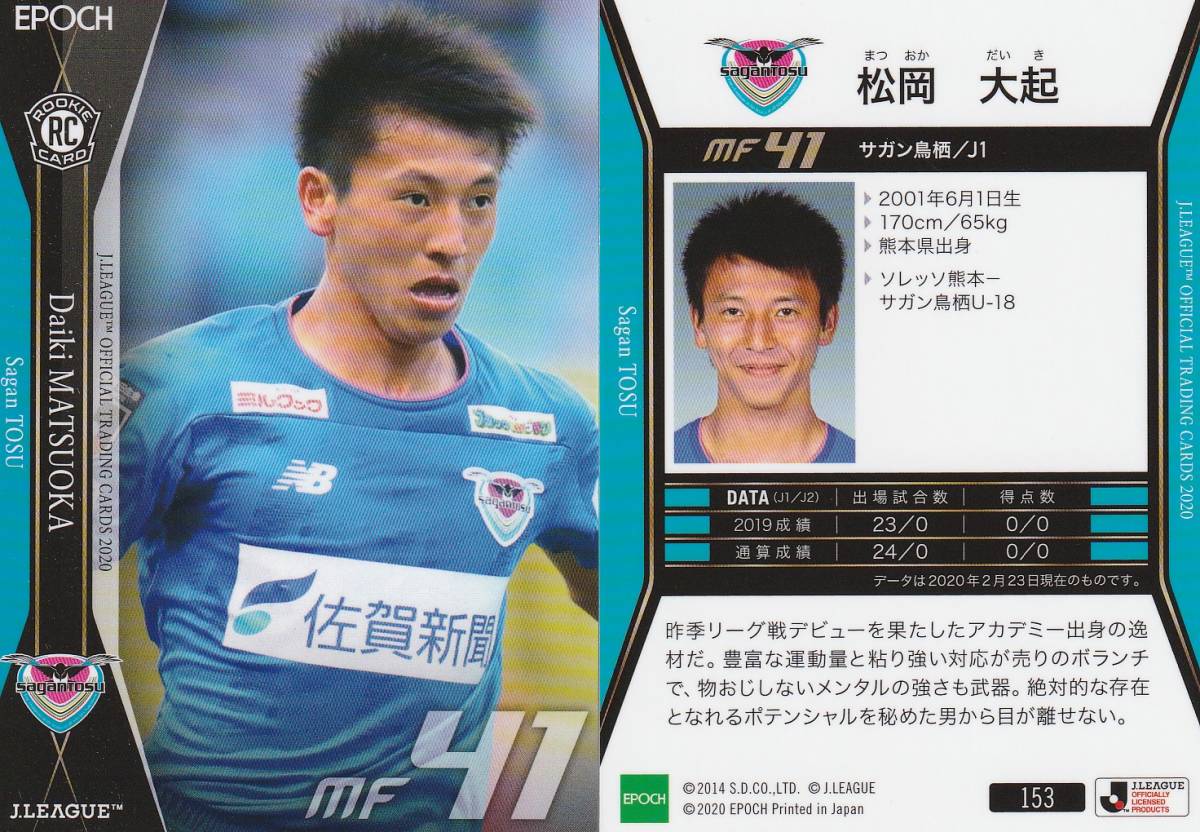 Jオフィシャル サガン鳥栖 松岡大起 153 レギュラーカード Epoch 画像表裏 同梱可 注意事項必読 10 売買されたオークション情報 Yahooの商品情報をアーカイブ公開 オークファン Aucfan Com