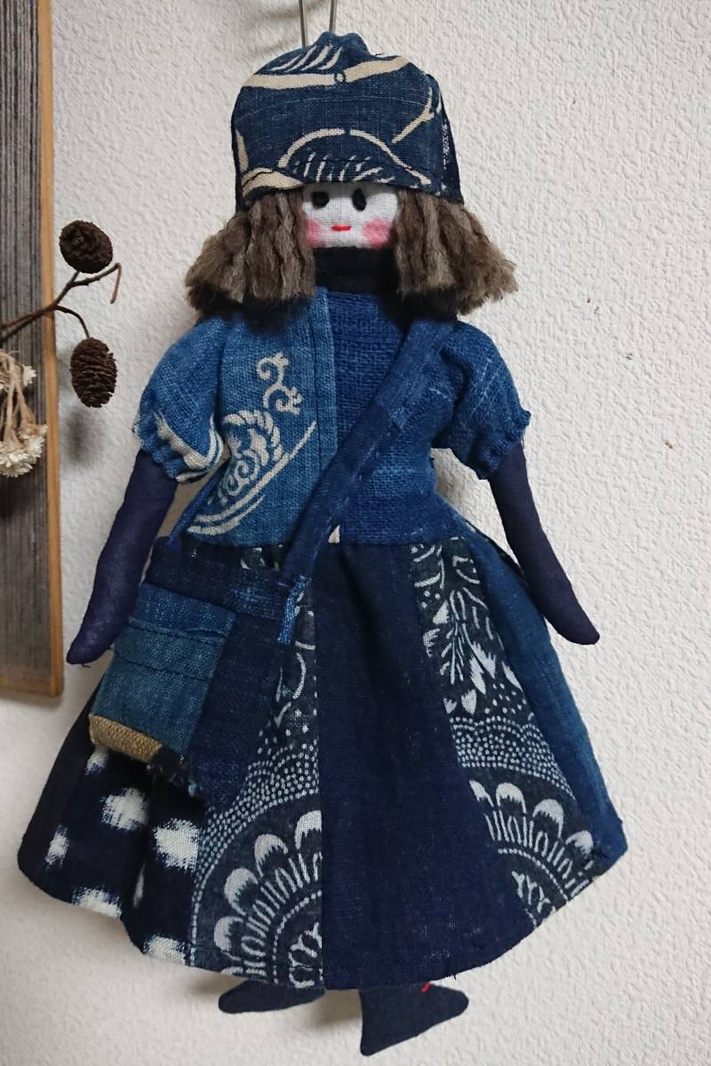 古布 縞 木綿 古布人形メギー 藍染 絣 藍無地 敷物 昭和レトロ 手刺し 0 刺し子 襤褸 - Yahoo!オークション 継ぎ