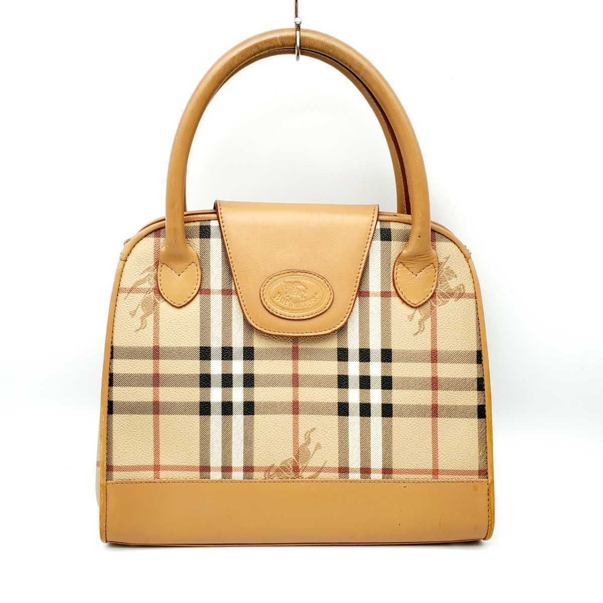 良品 Burberrys バーバリー ハンドバッグ ノバチェック シャドーホース 