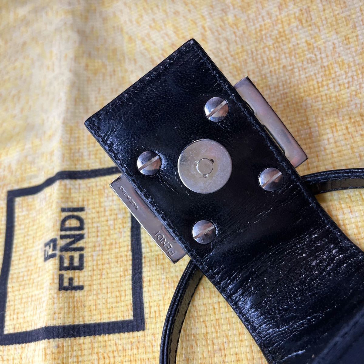1円 FENDI フェンディ マンマバケット コットンジャージー ×レザー 