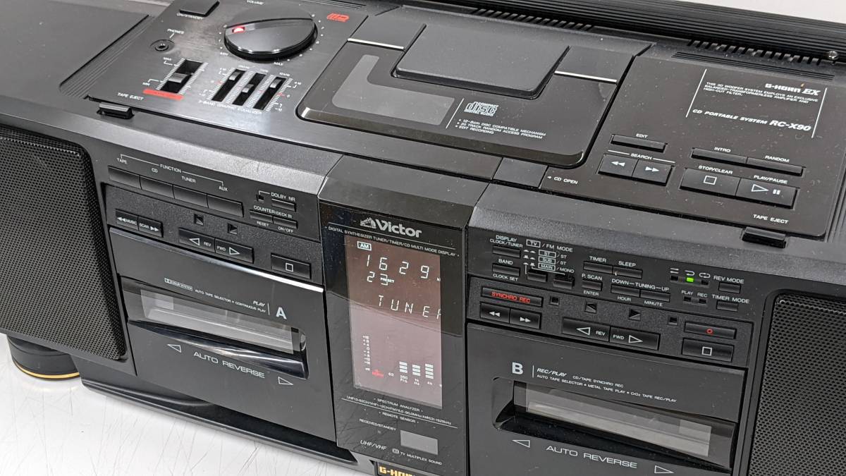 ◎ジャンク!! CDラジカセ Victar ビクター 【 RC-X90 】 はだか品 / カセット再生不可、片側フタが開かず、CD再生可、未掃除現状お渡し品 Victor CDラジカセ ジャンク 値下げ商品 ビクターCDラジカセ 古い
