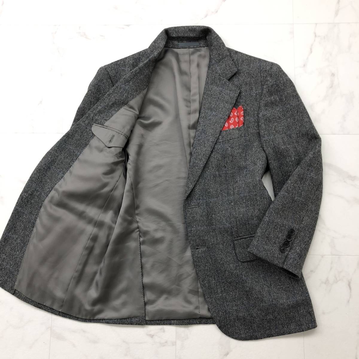 【バーバリーロンドン】テーラードジャケット 大きいサイズ　カシミヤ 黒 13号 高級カシミヤ100%☆バーバリーロンドン【BURBERRY LONDON】テーラード