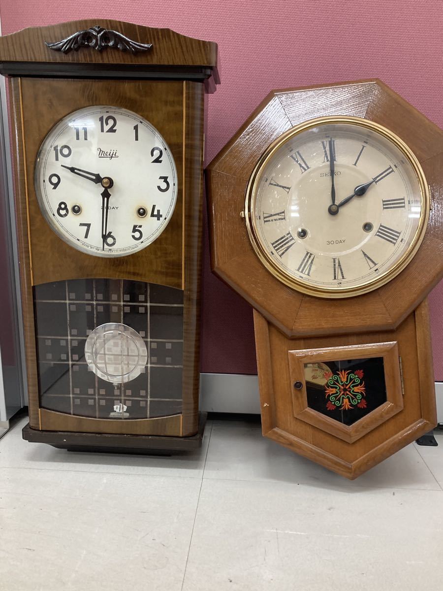 ボンボン時計 振り子時計 ゼンマイ 掛時計 SEIKO meiji 昭和レトロ