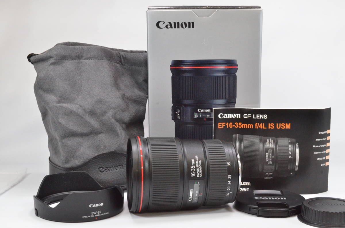 キヤノン CANON EF16-35mm F4L IS USM レンズ 元箱付き (t678) IS USM