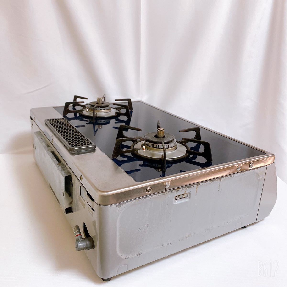 都市ガス用 ガスコンロ ガステーブル 2口コンロ グリル付き RTE62VCTNB