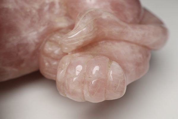 LIG】天然石 紅水晶 ローズクォーツ ライオン像 23.5㎝ 5.4㎏ 細密彫刻