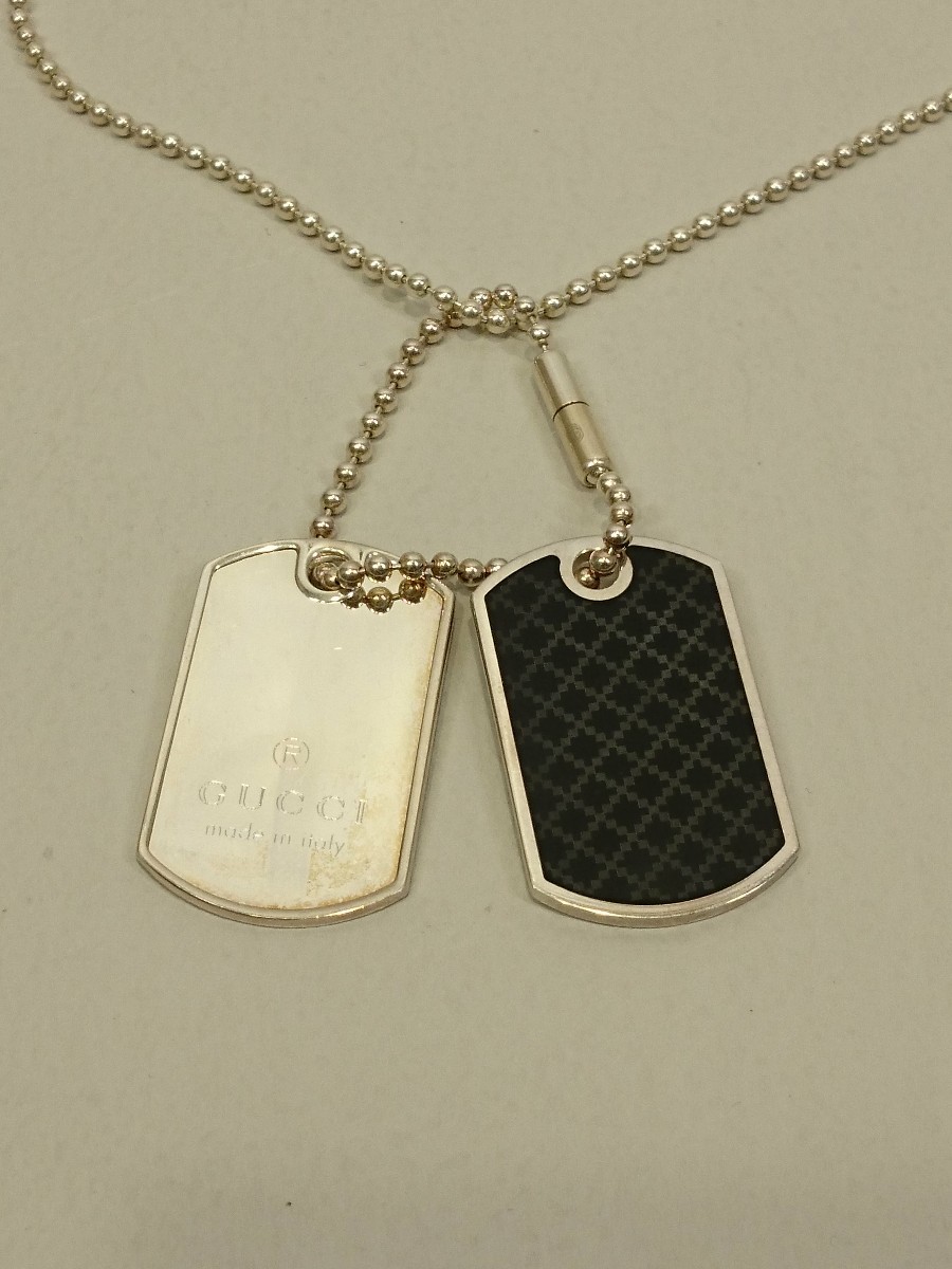 GUCCI ネックレス ドッグタグ ボールチェーン SV925 メンズ