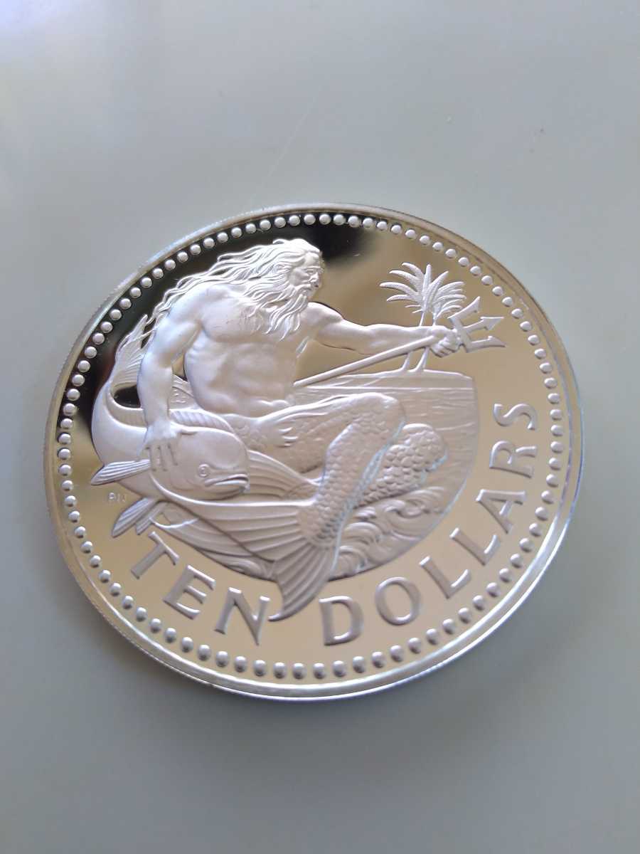 バルバドス 10ドル銀貨 1973年 量目が38g HOT，品質保証】 バルバドス 1973 10ドル銀貨 プルーフ