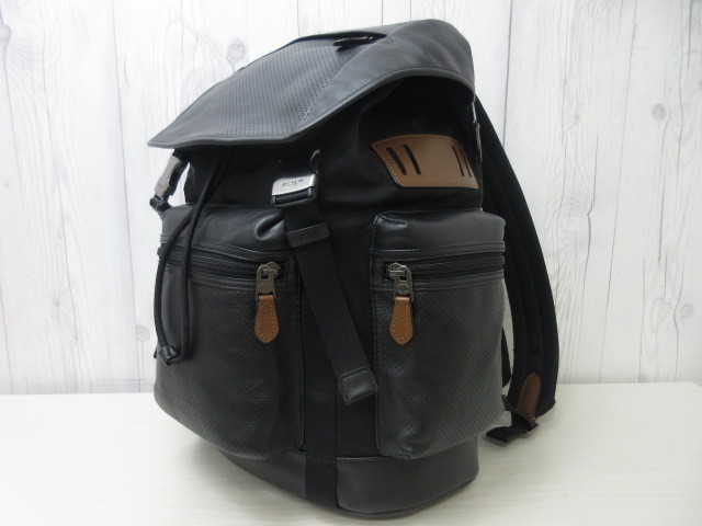 極美品 COACH コーチ バックパック リュックサック バッグ レザー 黒 