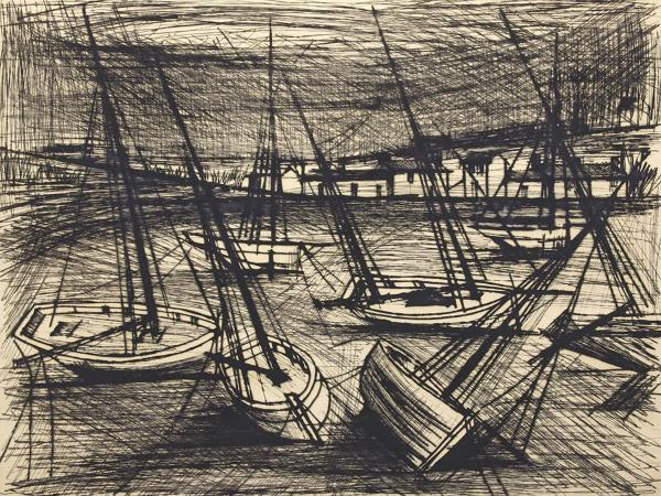 真作】【WISH】ベルナール・ビュッフェ Bernard Buffet「干潮時の座礁