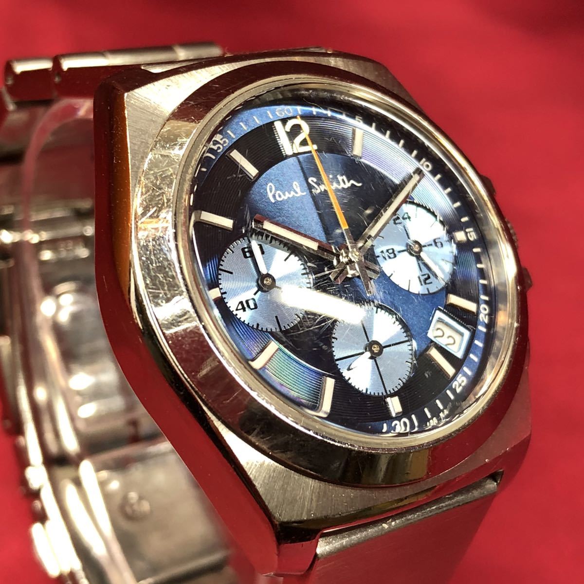 Paul Smith ポールスミス F520-T008402 シルバー ラウンド ブルー文字 