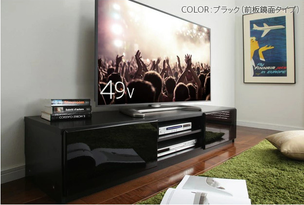 【大人気カラー！早いもの勝ち！】ブラック　前面鏡　テレビ台150cm　65インチ対応　テレビボード ＴＶ台 　ローボード