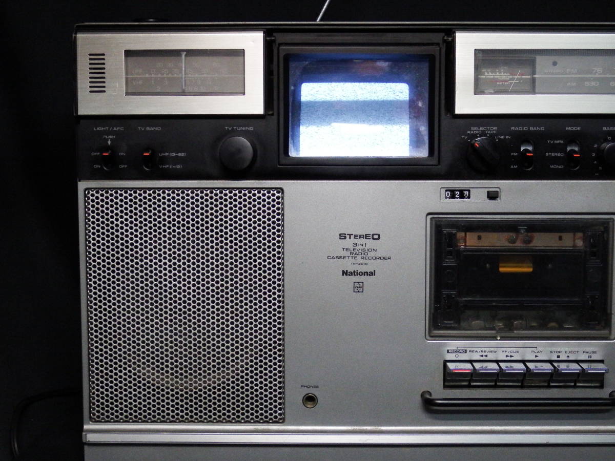 ナショナル 白黒テレビ ステレオ テレビラジオカセットレコーダー TR