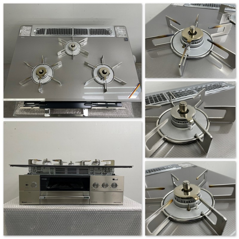 T9158☆使用僅か極美品☆リンナイ☆デリシア☆ガラストップビルトインコンロ☆18年☆都市ガス☆75cm☆RHB71W15GR2