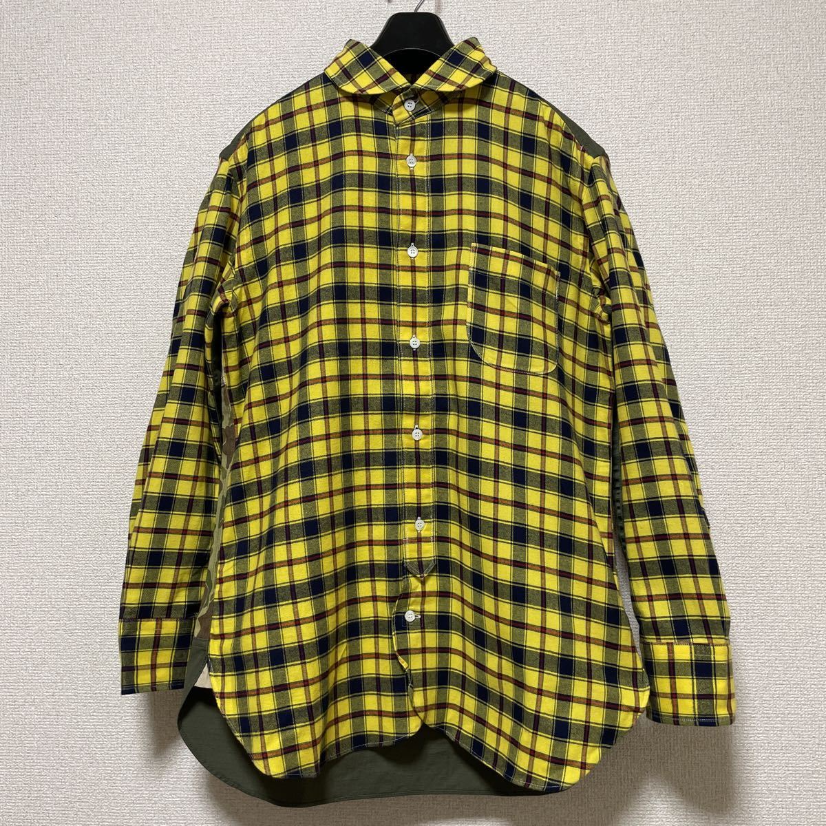美品 AD 2020 JUNYA WATANABE MAN ミリタリー 切替 チェック シャツ XS 
