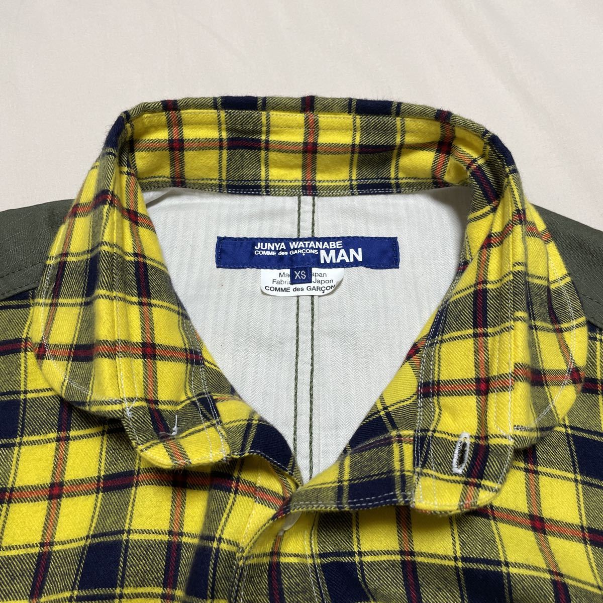 美品 AD 2020 JUNYA WATANABE MAN ミリタリー 切替 チェック シャツ XS 