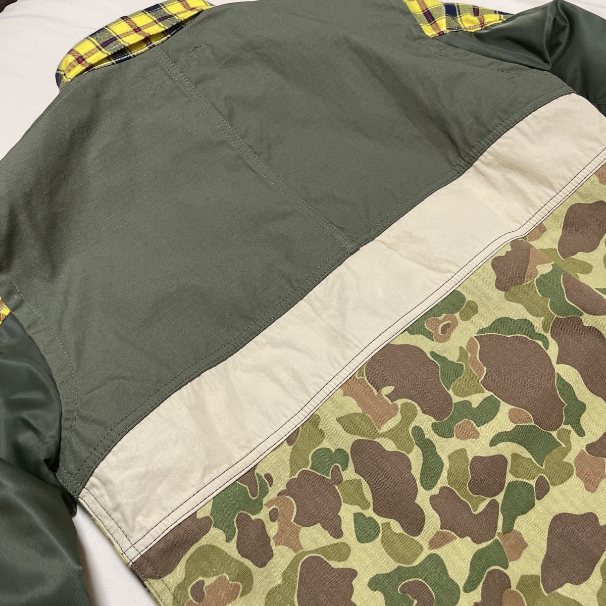 美品 AD 2020 JUNYA WATANABE MAN ミリタリー 切替 チェック シャツ XS 