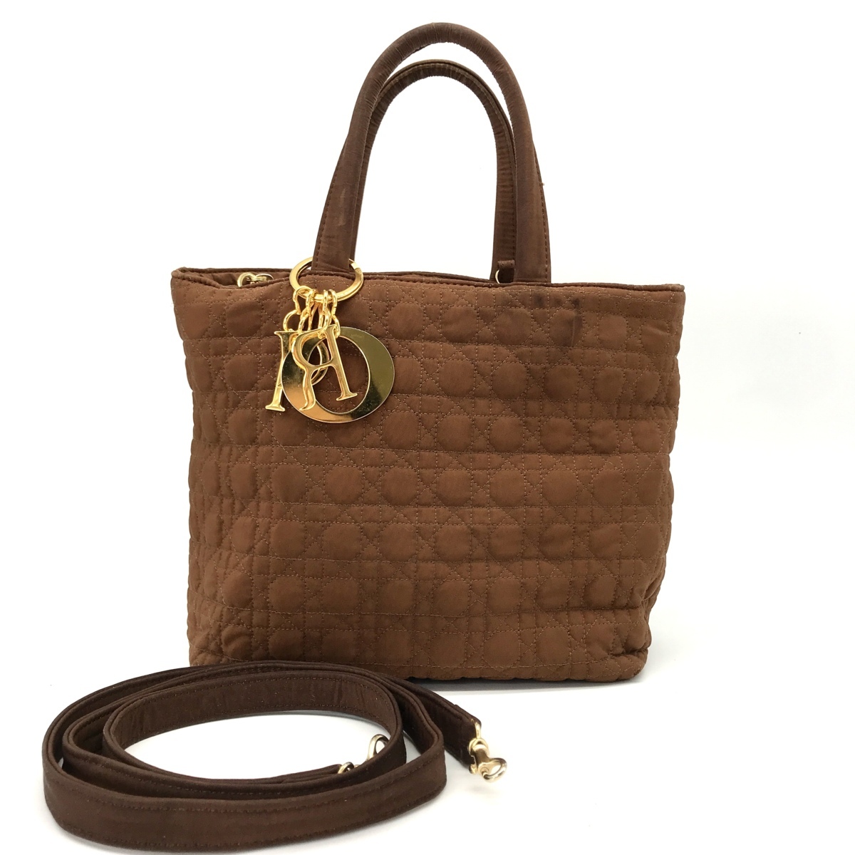 M2320 1円 ベタなし Dior レディディオール ナイロン カナージュ ロゴ 