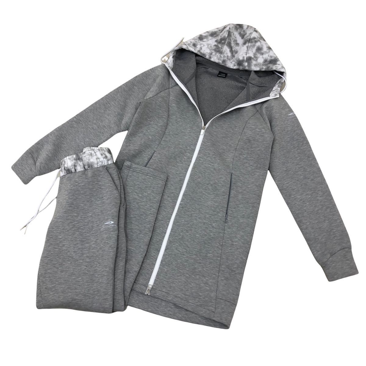 K073 正規品 美品 TIGORA ティゴラ スウェット パーカー ワンピース パンツ クッション性 セットアップ 上下 グレー レディース サイズL