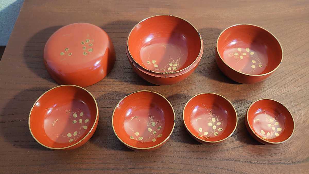 輪島塗 金沢蒔絵 金蒔絵 玉盃 木製 アンティーク漆器 朱塗 1客 輪島塗 金