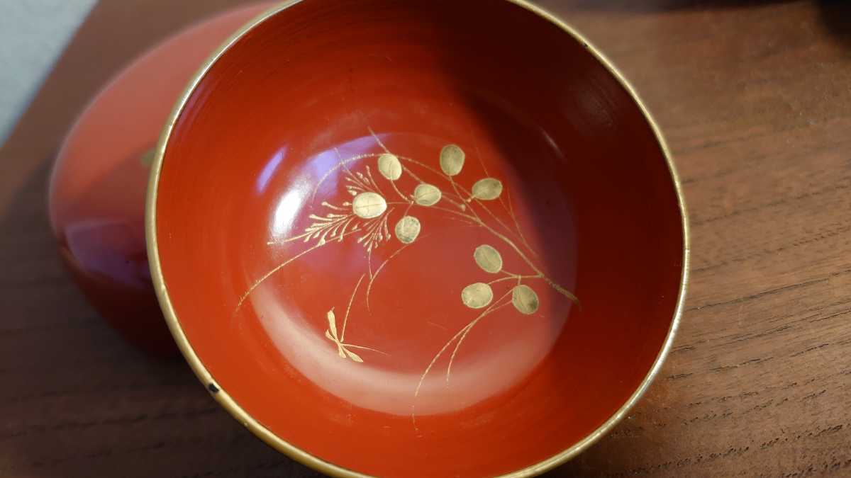 輪島塗 金沢蒔絵 金蒔絵 玉盃 木製 アンティーク漆器 朱塗 1客 輪島塗 金