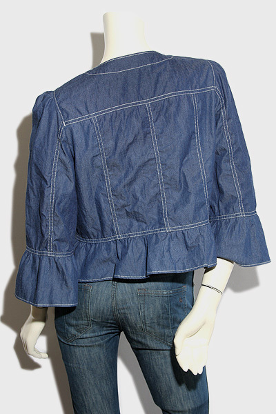 2021SS TO BE CHIC トゥービーシック ライトオンスデニム ジャケット ペプラム 42 ターコイズ W5E-03-508-26 /●☆ BE TO CHIC （レディース リボン シック)