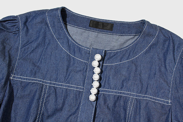 2021SS TO BE CHIC トゥービーシック ライトオンスデニム ジャケット ペプラム 42 ターコイズ W5E-03-508-26 /●☆ BE TO CHIC （レディース リボン シック)