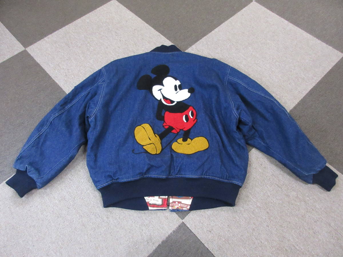 ミッキーマウス ドナルドダック ボンバージャケット 90s ミッキーマウス デニムジャケット M メンズS~M 日本製 MA-1