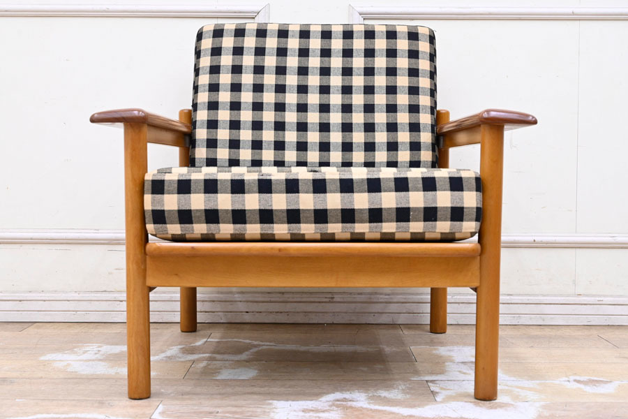 CP016 ビンテージ 高級家具 コスガ 欅 1P ソファー シングルソファー1