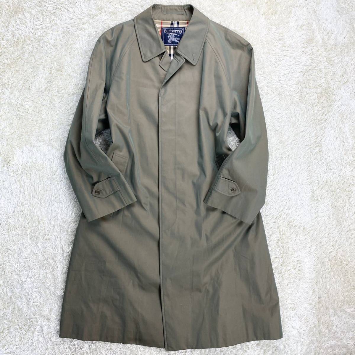 希少 Burberrys バーバリー ステンカラーコート 玉虫色 チャコール L 希少Lサイズ！ バーバリー 『溢れ出る高級感』 BURBERRY ステンカラー