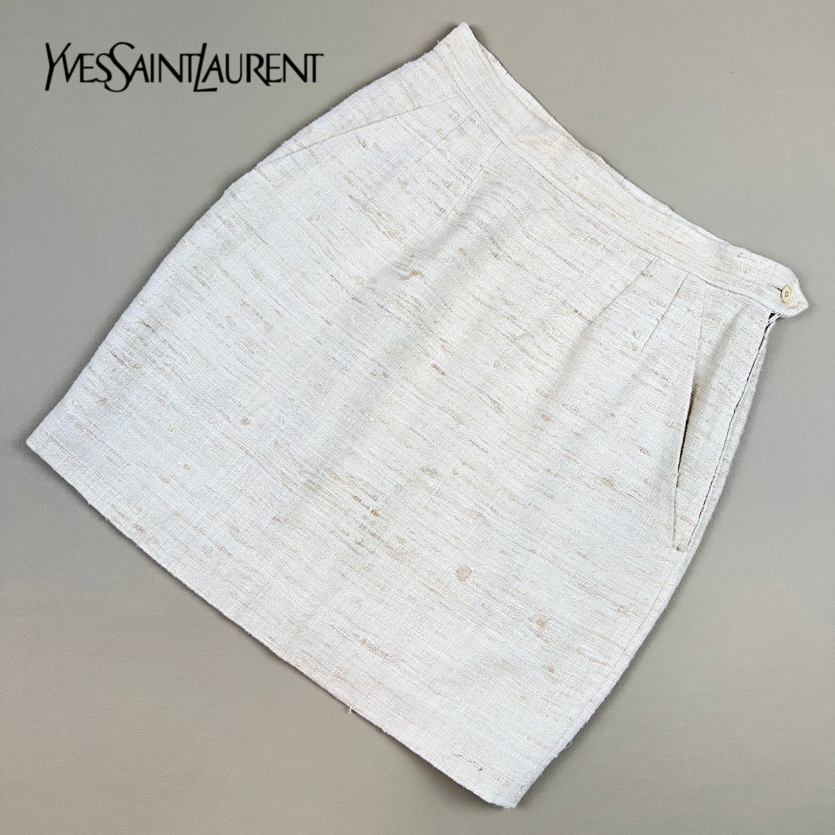 限定SALE，新作 Yves Saint Laurent イヴ サンローラン シルク100% ツイード タイトスカート 膝丈 裏地あり レディース ベージュ サイズ4 QA193(スカート)｜売買されたオークション情報、yahooの商品情報をアーカイブ 女性用