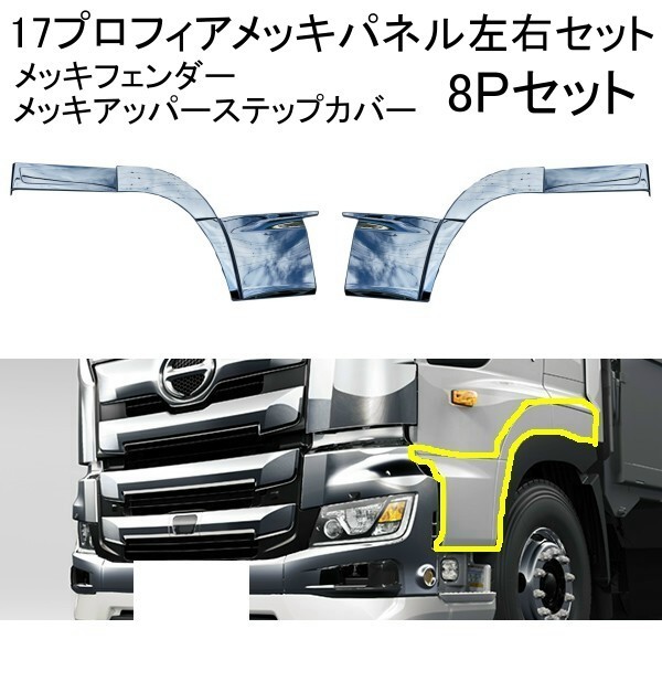 日野 17 プロフィア メッキ フェンダー パネル カバー 2分割 H29.5 