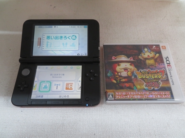 美品/ソフト付☆3DS LL ゲーム機器 レッド×ブラック Ver.7.1.0-15J  