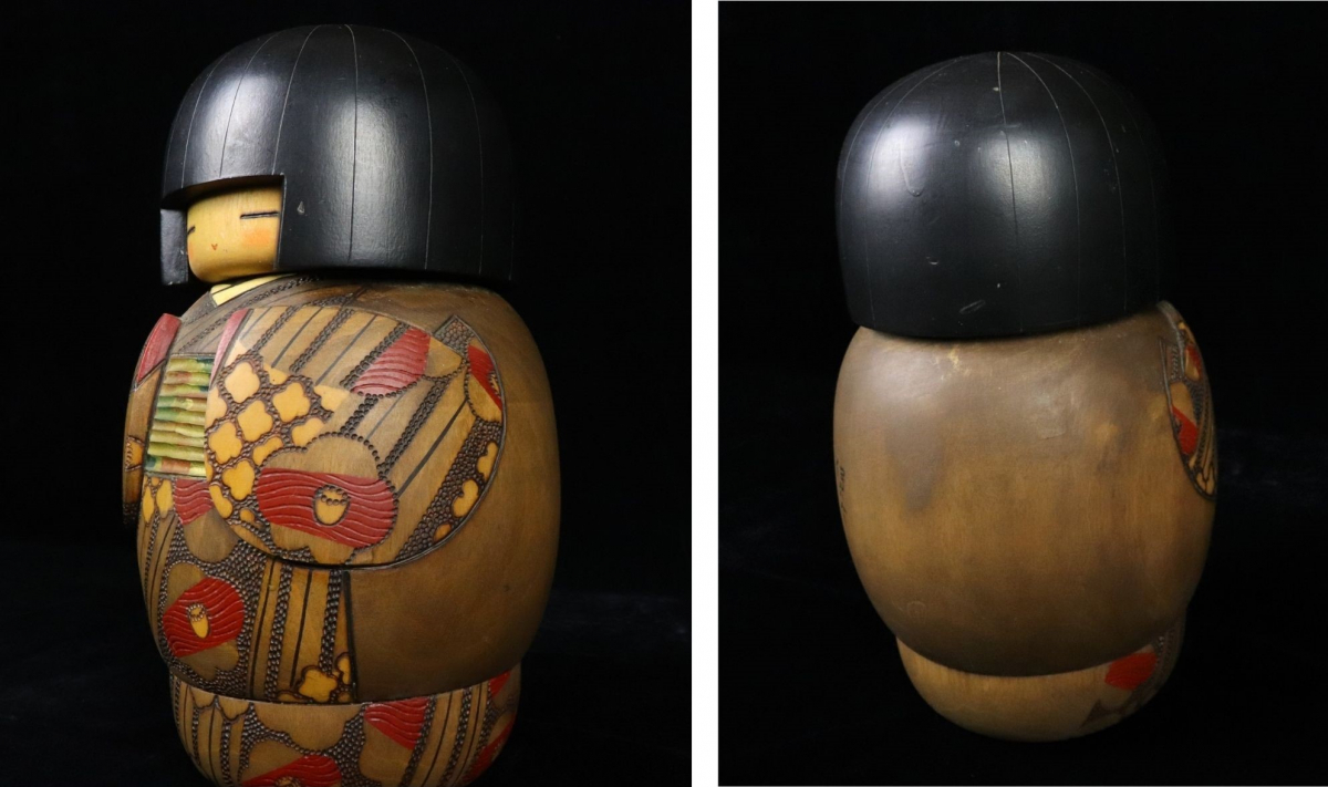 伊之助作】 こけし 山椿 内閣総理大臣賞作家 全長約30cm 木彫 伝統工芸