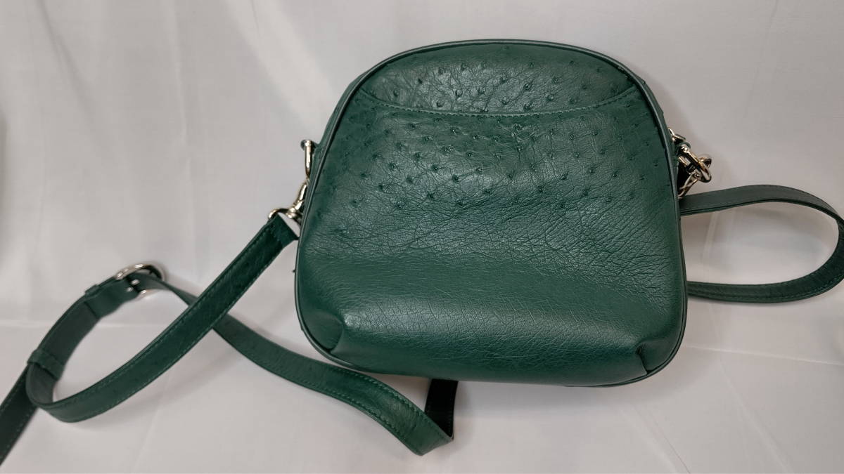 Laquju】ラクジュ オーストリッチ ショルダーバッグ グリーン JRA認定