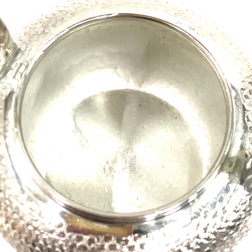 銀川堂 銀彩亀甲鎚肌 湯沸 いぶし銀 洋銀 総重量約527.2g 水注 急須 銀