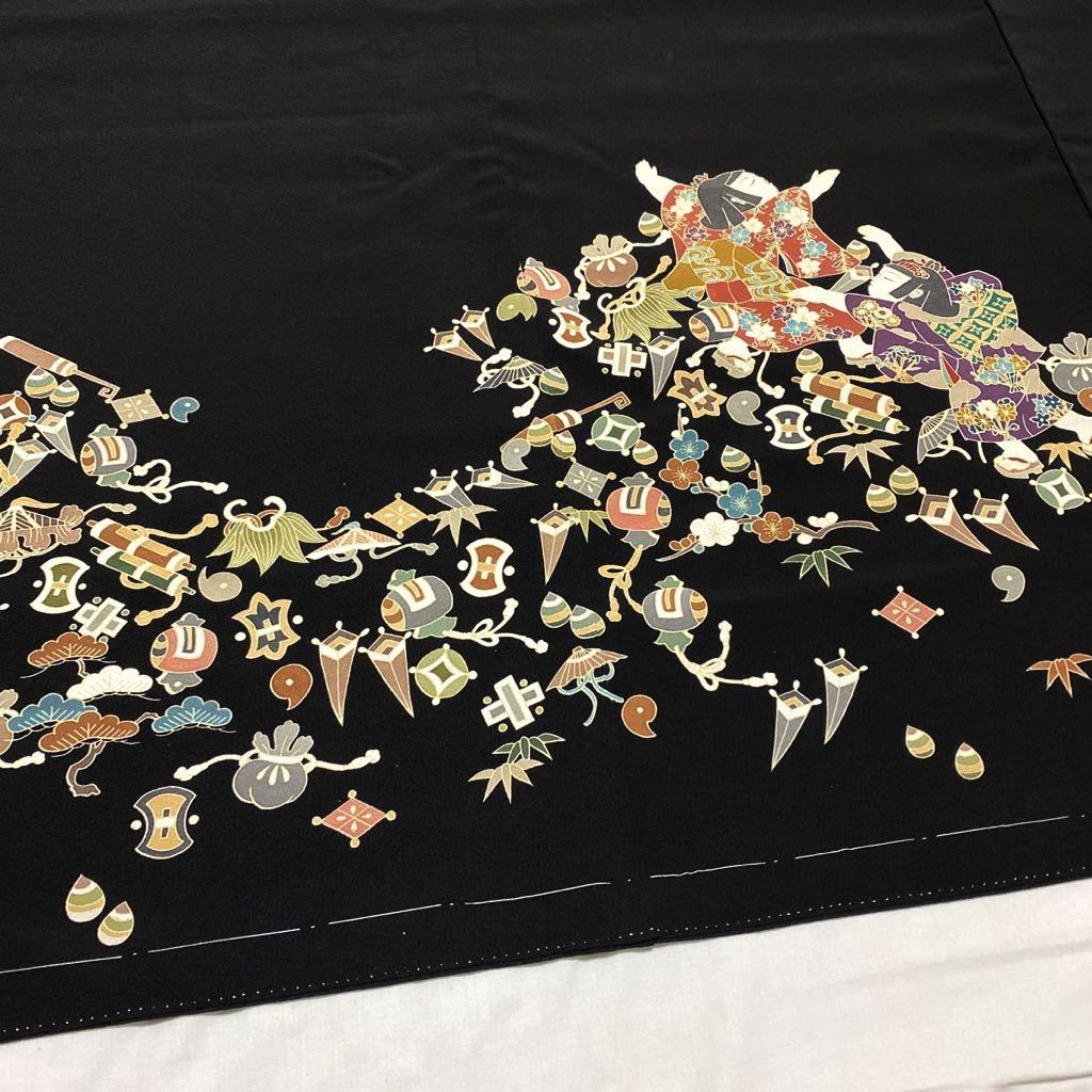 246 黒留袖フルセット 正絹 丸に下がり藤 友禅 作家物 淡く 高級 華やか