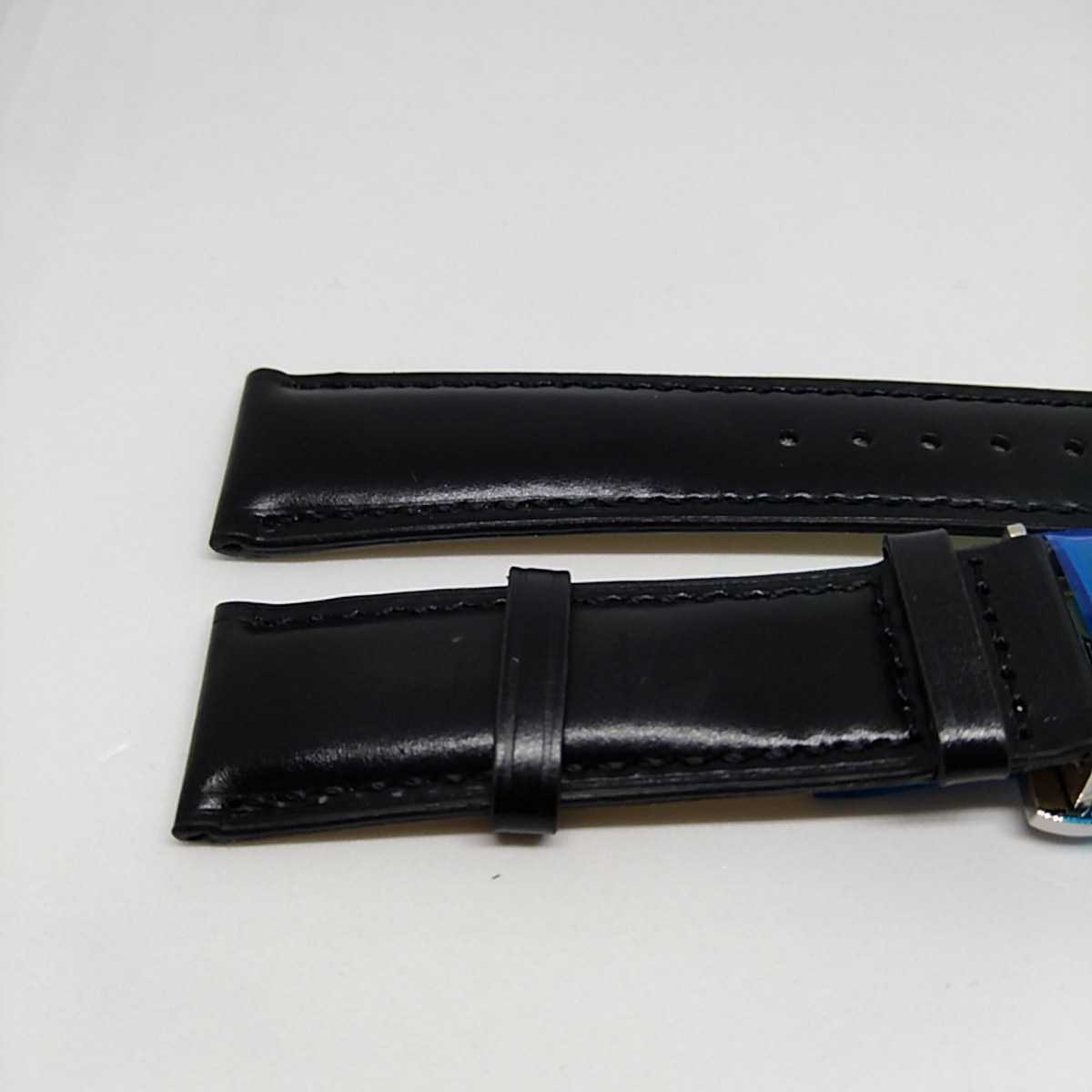 ★新品即出荷 コードバン　22mm ブラック　Dバックル　バタフライバックル 腕時計ベルト 交換用ストラップ 馬革