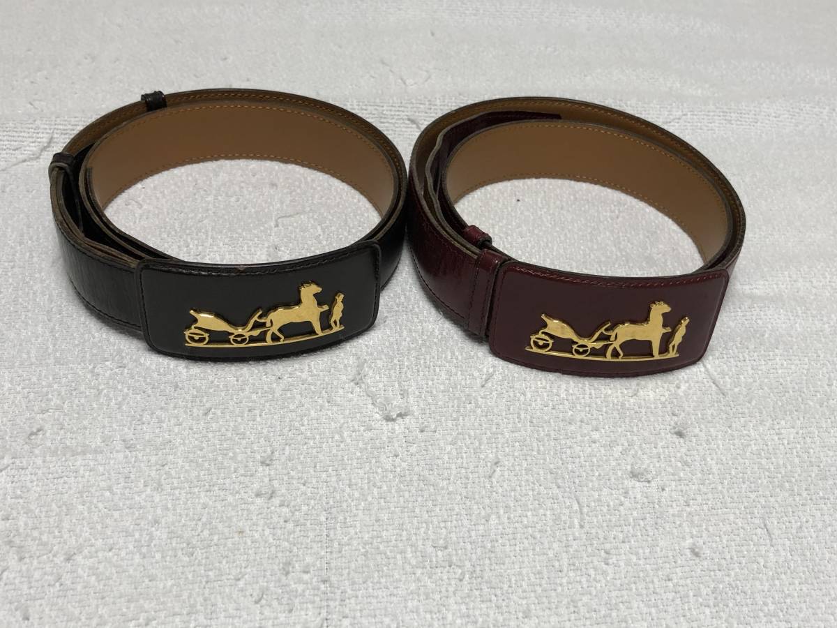 HERMES エルメス 馬車 バックル ベルト ヴィンテージ アンティーク 