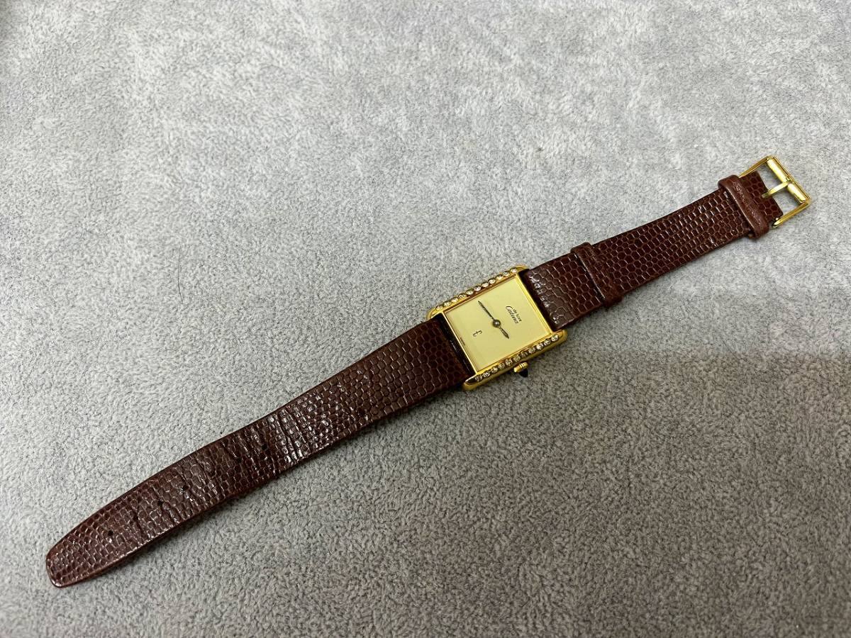 □CATENA de luxe□タンク型□手巻き時計□18K GOLD ELECTROPLATED□石 