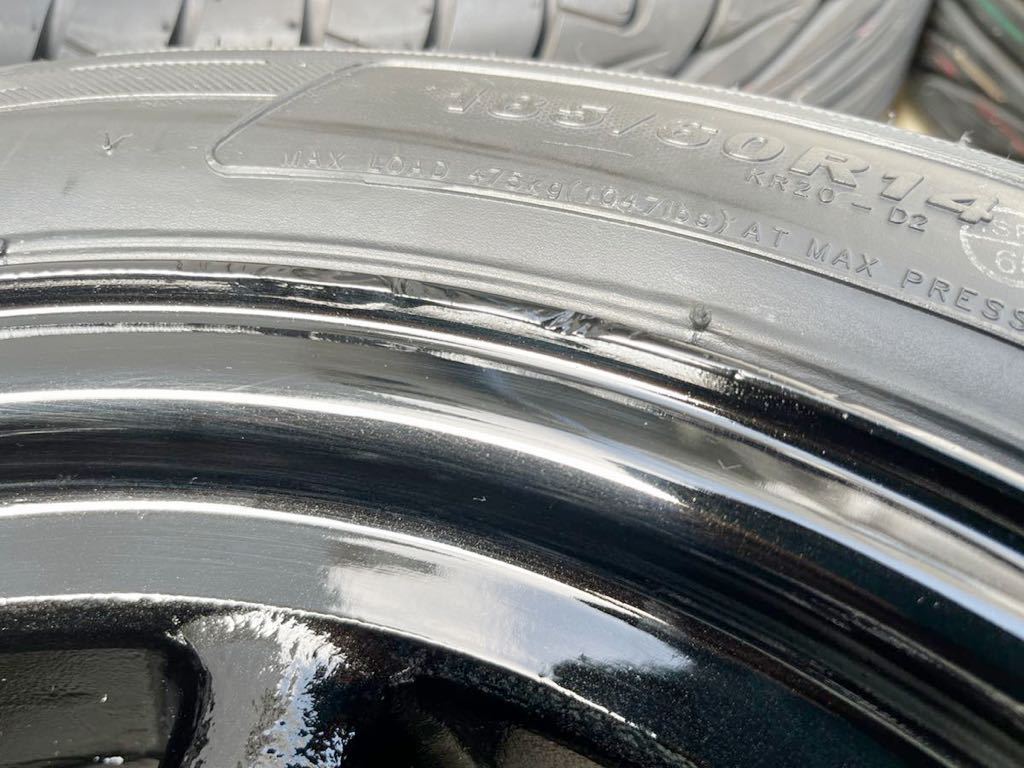 ワタナベ6.5J×14インチ＋14.5 114.3-4H&KENDA KR20 185/60R14(内2本 
