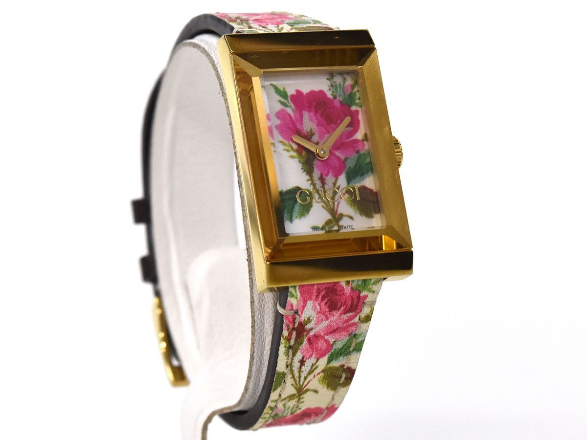 Gucci グッチ Gフレーム 腕時計 クォーツ フローラル 花柄 147 4 Gp シェル Gp アイボリー ピンク レディース D 女性用 売買されたオークション情報 Yahooの商品情報をアーカイブ公開 オークファン Aucfan Com