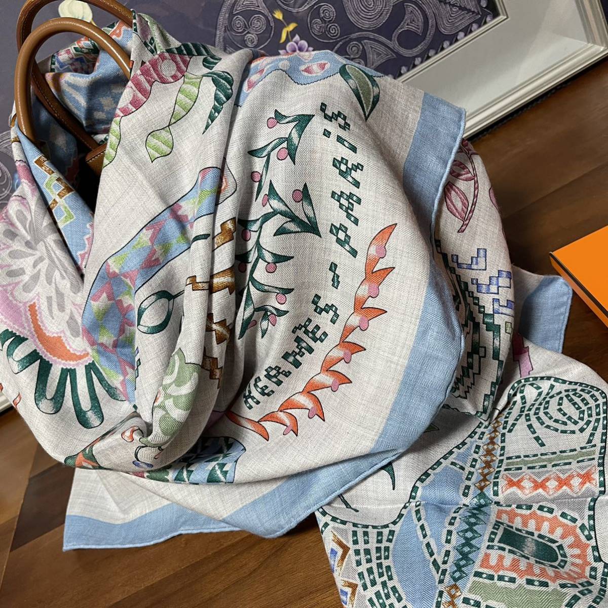 エルメス HERMES カシミアシルク ストール ショール カレジェアン 