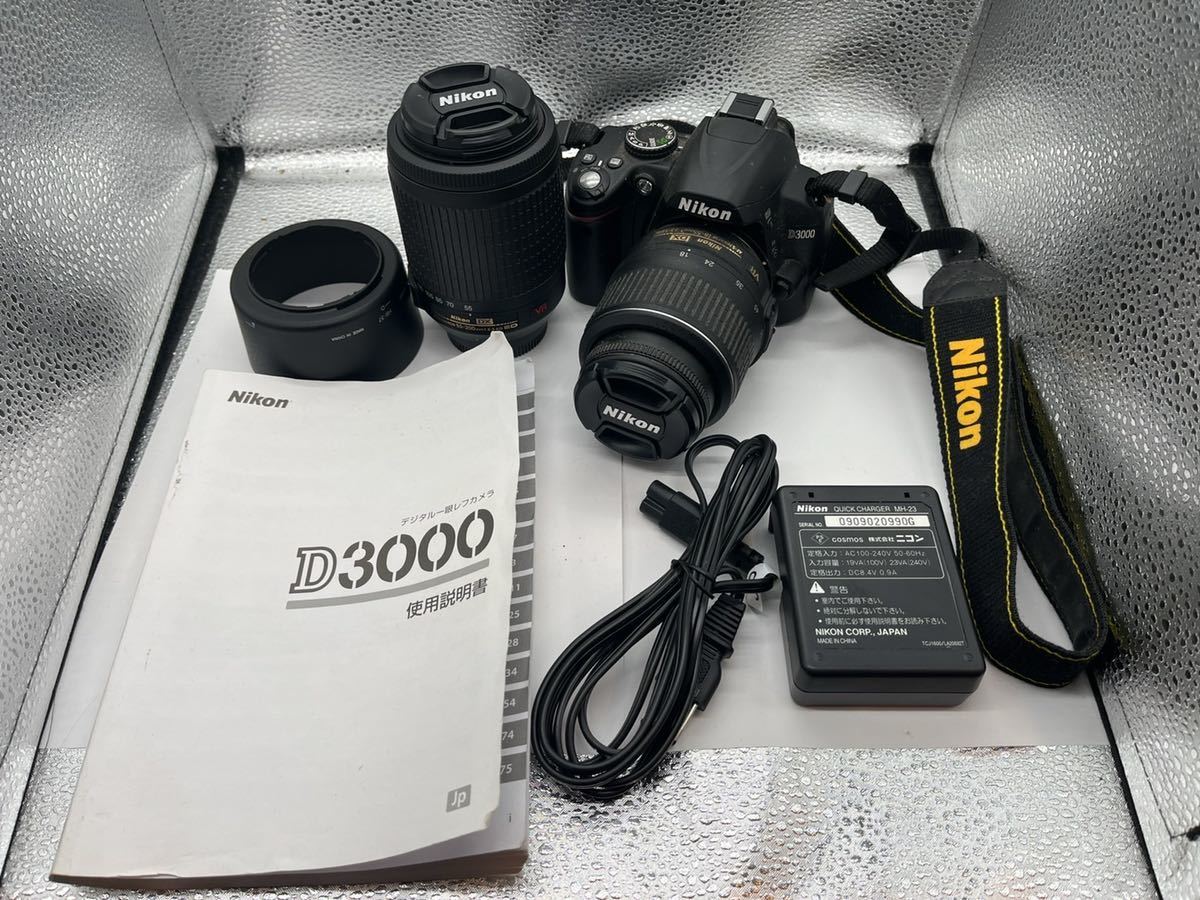 Nikon ニコン D3000 AF-S DX NIKKOR 18-55 mm 55-200mm W レンズセット 
