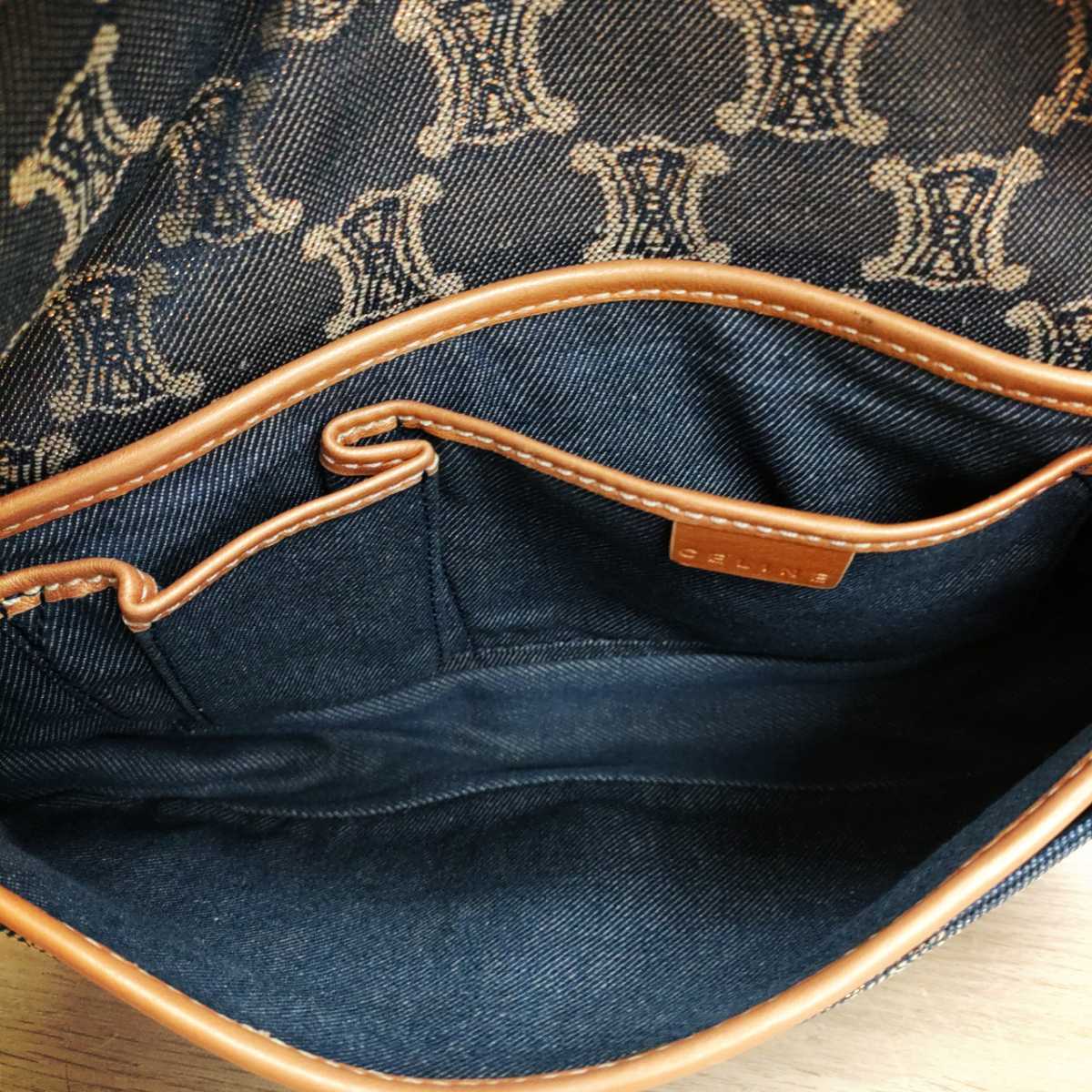1円スタート CELINE セリーヌ マカダム柄 デニム レザー チェーン 